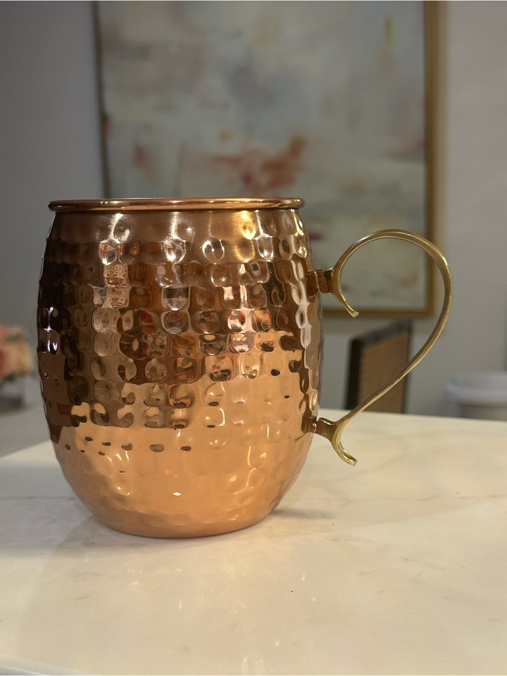 Hammered Copper Moscow Mule Mug with Brass Handle - Copper